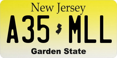 NJ license plate A35MLL