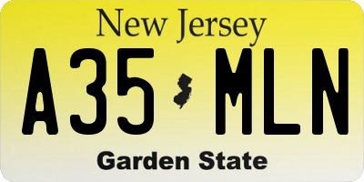 NJ license plate A35MLN