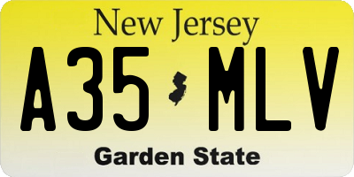 NJ license plate A35MLV