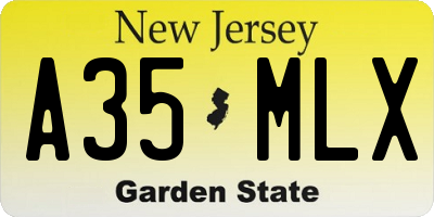 NJ license plate A35MLX