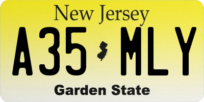 NJ license plate A35MLY