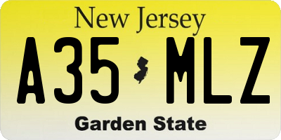 NJ license plate A35MLZ