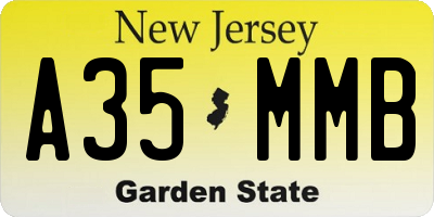 NJ license plate A35MMB