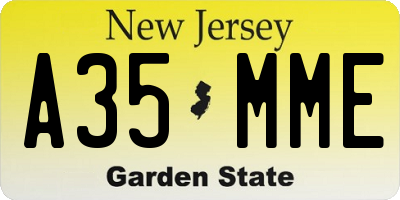 NJ license plate A35MME