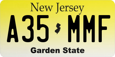 NJ license plate A35MMF