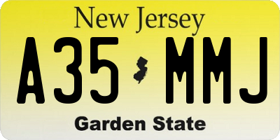 NJ license plate A35MMJ