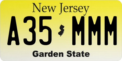NJ license plate A35MMM