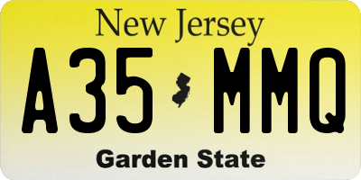 NJ license plate A35MMQ