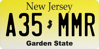 NJ license plate A35MMR