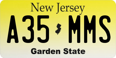NJ license plate A35MMS