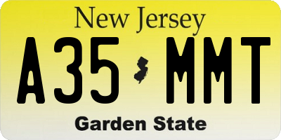 NJ license plate A35MMT