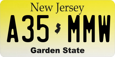 NJ license plate A35MMW