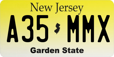 NJ license plate A35MMX