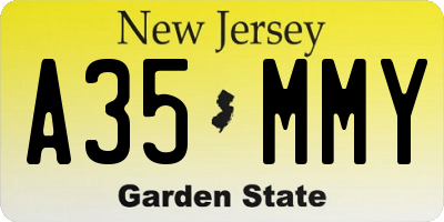 NJ license plate A35MMY