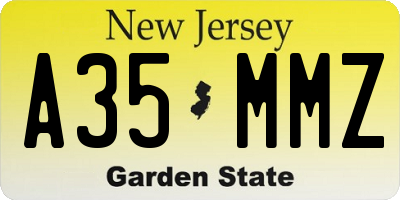 NJ license plate A35MMZ