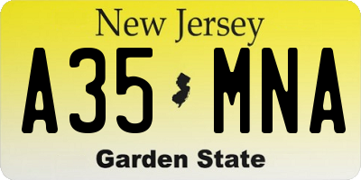 NJ license plate A35MNA