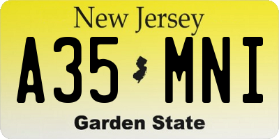 NJ license plate A35MNI