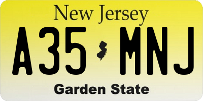 NJ license plate A35MNJ