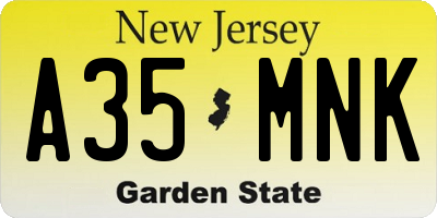NJ license plate A35MNK