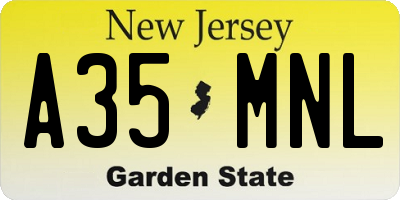 NJ license plate A35MNL