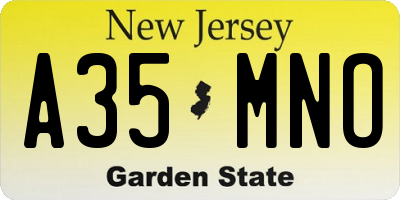 NJ license plate A35MNO