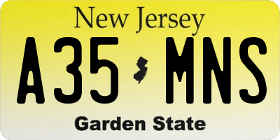 NJ license plate A35MNS