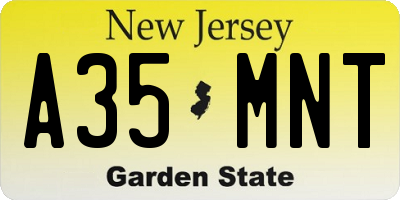 NJ license plate A35MNT