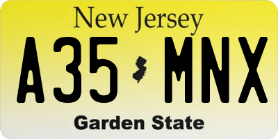 NJ license plate A35MNX