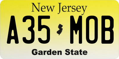 NJ license plate A35MOB