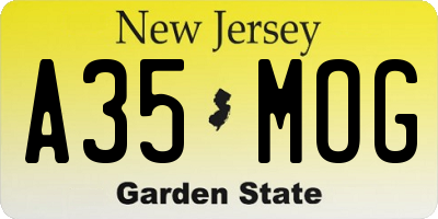 NJ license plate A35MOG