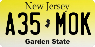 NJ license plate A35MOK
