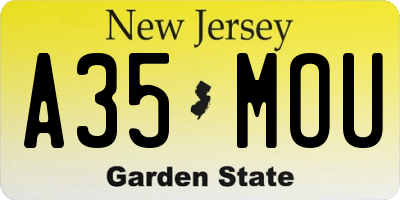 NJ license plate A35MOU