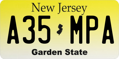 NJ license plate A35MPA