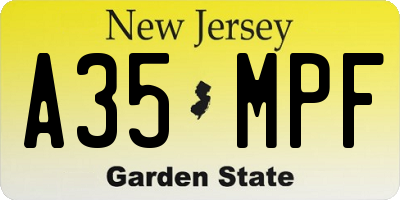 NJ license plate A35MPF