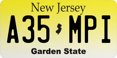 NJ license plate A35MPI
