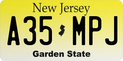 NJ license plate A35MPJ