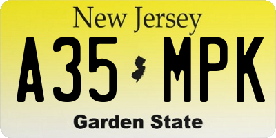 NJ license plate A35MPK