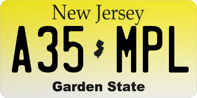NJ license plate A35MPL
