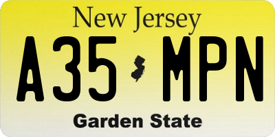 NJ license plate A35MPN