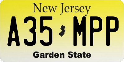 NJ license plate A35MPP