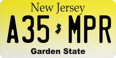 NJ license plate A35MPR