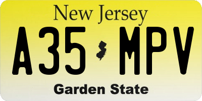 NJ license plate A35MPV