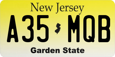 NJ license plate A35MQB