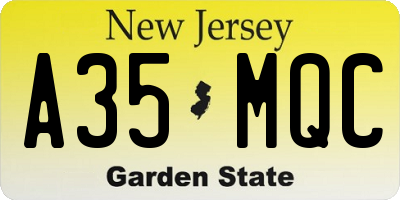 NJ license plate A35MQC