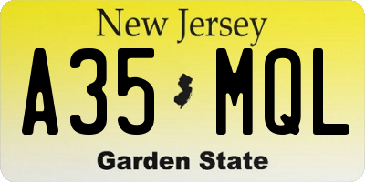 NJ license plate A35MQL