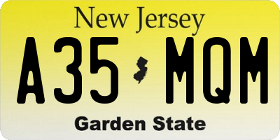 NJ license plate A35MQM