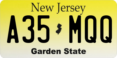 NJ license plate A35MQQ