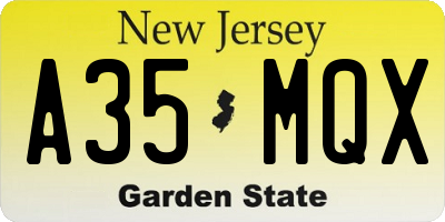 NJ license plate A35MQX