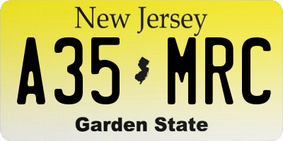 NJ license plate A35MRC