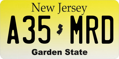 NJ license plate A35MRD